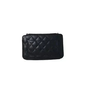 Chanel Caviar Fabric Quilted Foldable Tote With Chain Black Multicolor