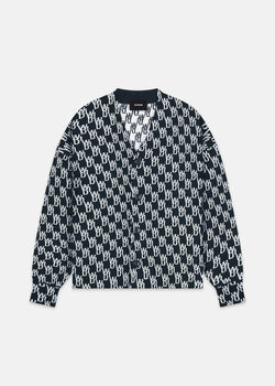 We11done Black & White Logo Knit Button-Up Cardigan - NOBLEMARS