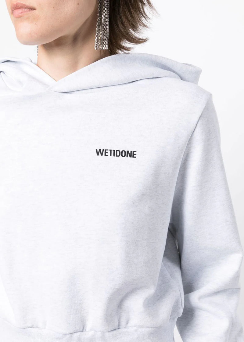 We11done Grey Logo-Print Hoodie - NOBLEMARS