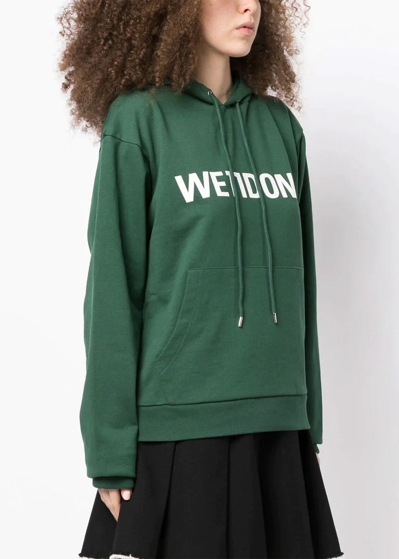 We11done Green Logo-Print Drawstring Hoodie - NOBLEMARS