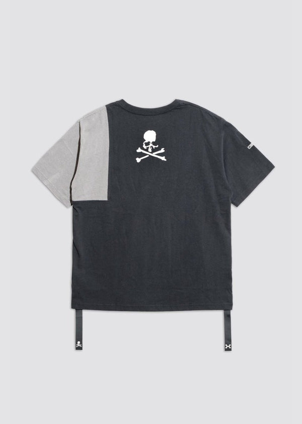 C2H4 Black & Grey Patchwork Logo Print T-Shirt - NOBLEMARS