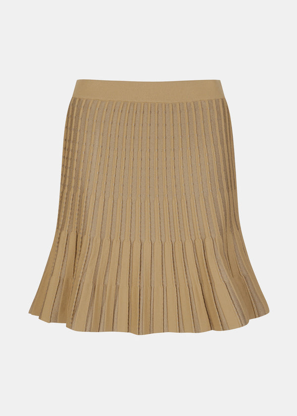 Master Bunny Edition Brown Pintuck Pattern Jacquard Knit Skirt - NOBLEMARS