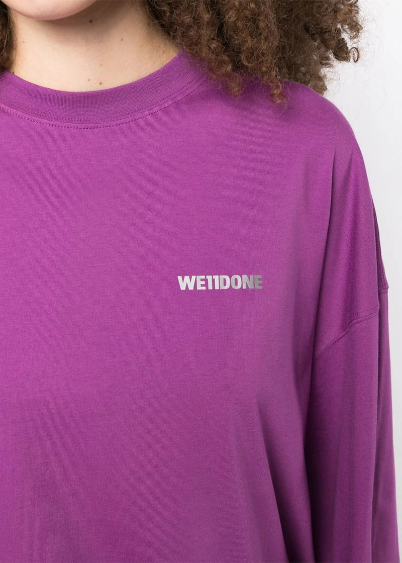 We11done Purple Logo-Print Crew-Neck T-shirt - NOBLEMARS