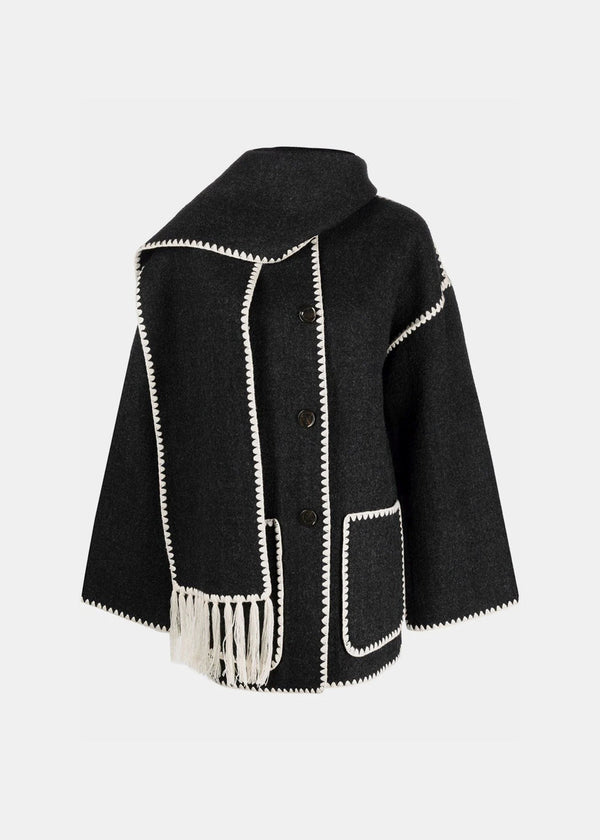 TOTEME Dark Grey Embroidered Scarf Jacket
