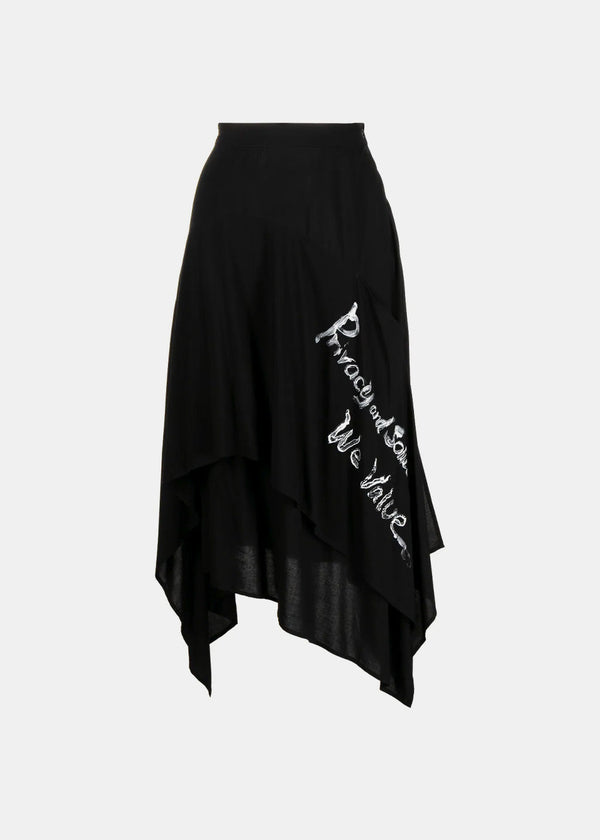 Y'S Black Asymmetric Midi Skirt - NOBLEMARS