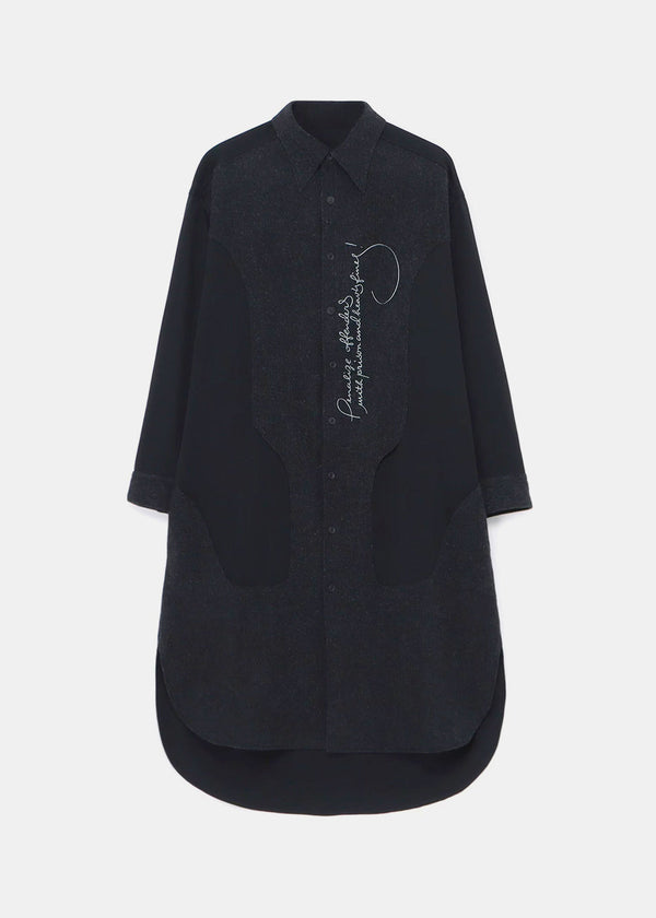 YOHJI YAMAMOTO Black Embroidery Shirt Dress - NOBLEMARS