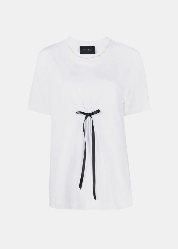 Simone Rocha White Bow Detail T-Shirt - NOBLEMARS
