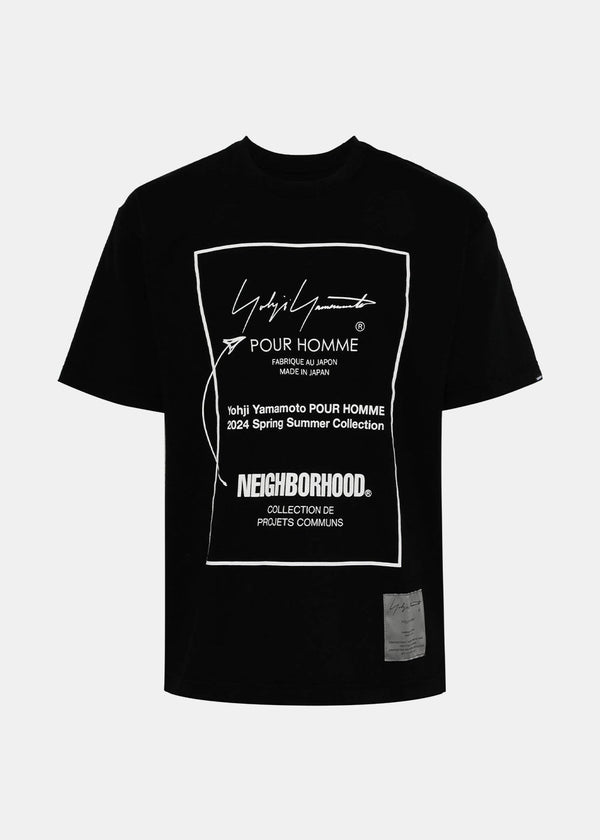 YOHJI YAMAMOTO Black NEIGHBORHOOD Logo-Print T-Shirt - NOBLEMARS
