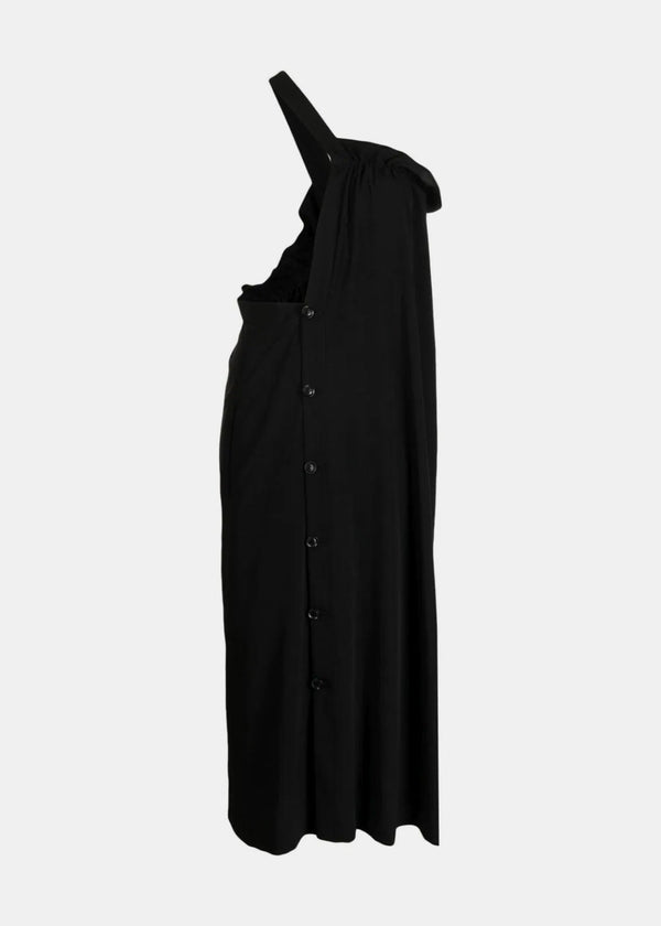 Y'S Black Asymmetric Midi Dress - NOBLEMARS