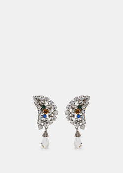 Alessandra Rich Silver Crystal Halfmoon Earrings - NOBLEMARS