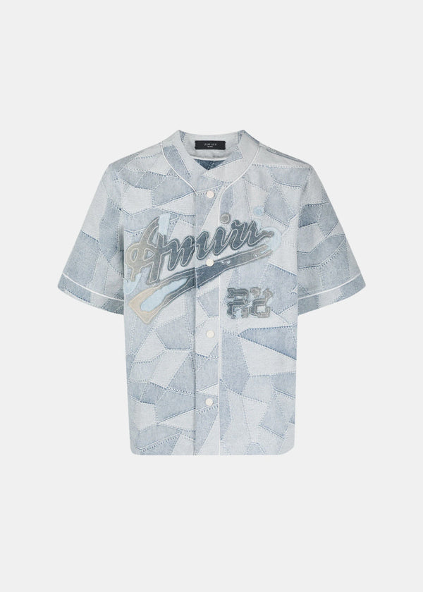 Amiri Blue Patchwork Baseball Shirt - NOBLEMARS