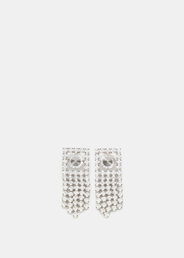 ALESSANDRA RICH Crystal Square Fringes Earrings - NOBLEMARS