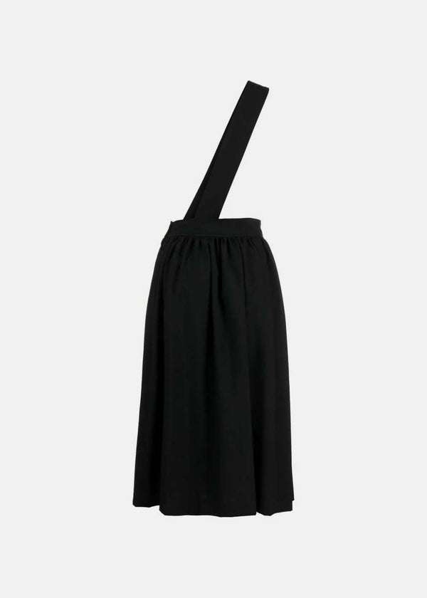 BLACK COMME DES GARçONS Black Crossover-Strap Wool Midi Skirt - NOBLEMARS