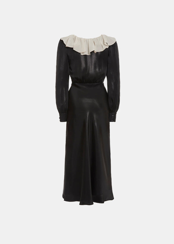 Alessandra Rich Black Laminated Silk Dress - NOBLEMARS