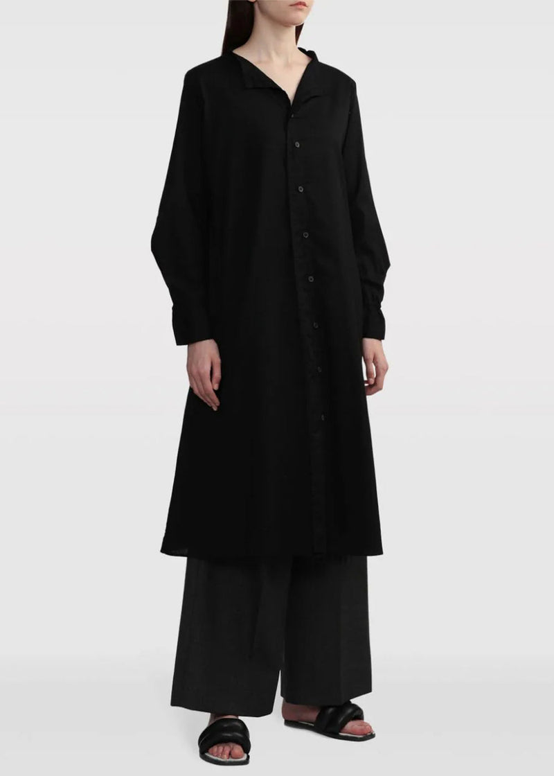 Y'S Black Long-Sleeve Midi Shirtdress - NOBLEMARS