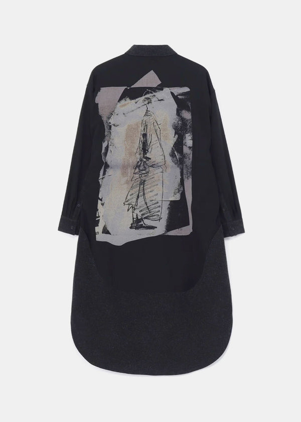 YOHJI YAMAMOTO Black Embroidery Shirt Dress - NOBLEMARS