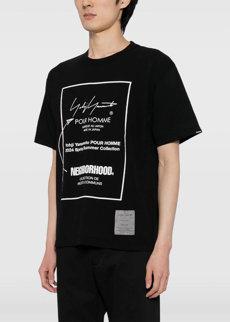 YOHJI YAMAMOTO Black NEIGHBORHOOD Logo-Print T-Shirt - NOBLEMARS