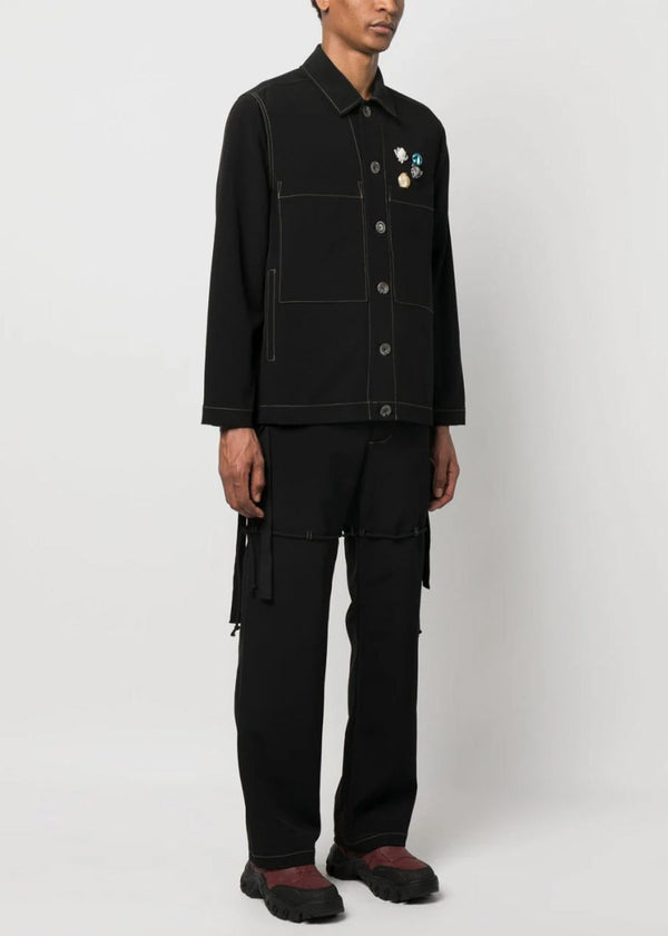 SONG FOR THE MUTE Black Assorted Pin-Detail Shirt Jacket - NOBLEMARS
