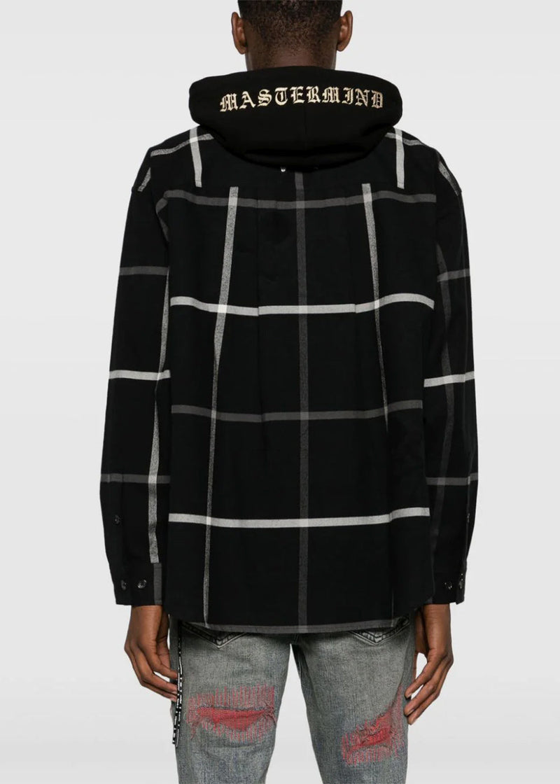 MASTERMIND JAPAN Black Plaid Hooded Shirt - NOBLEMARS