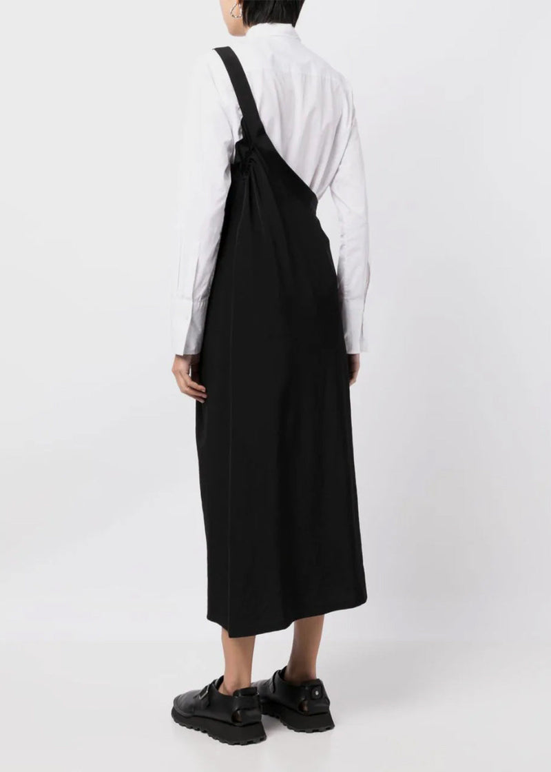 Y'S Black Asymmetric Midi Dress - NOBLEMARS