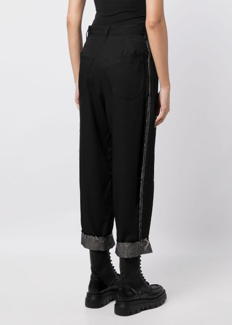 Y's Black Stripe-Detail Tapered Trousers - NOBLEMARS