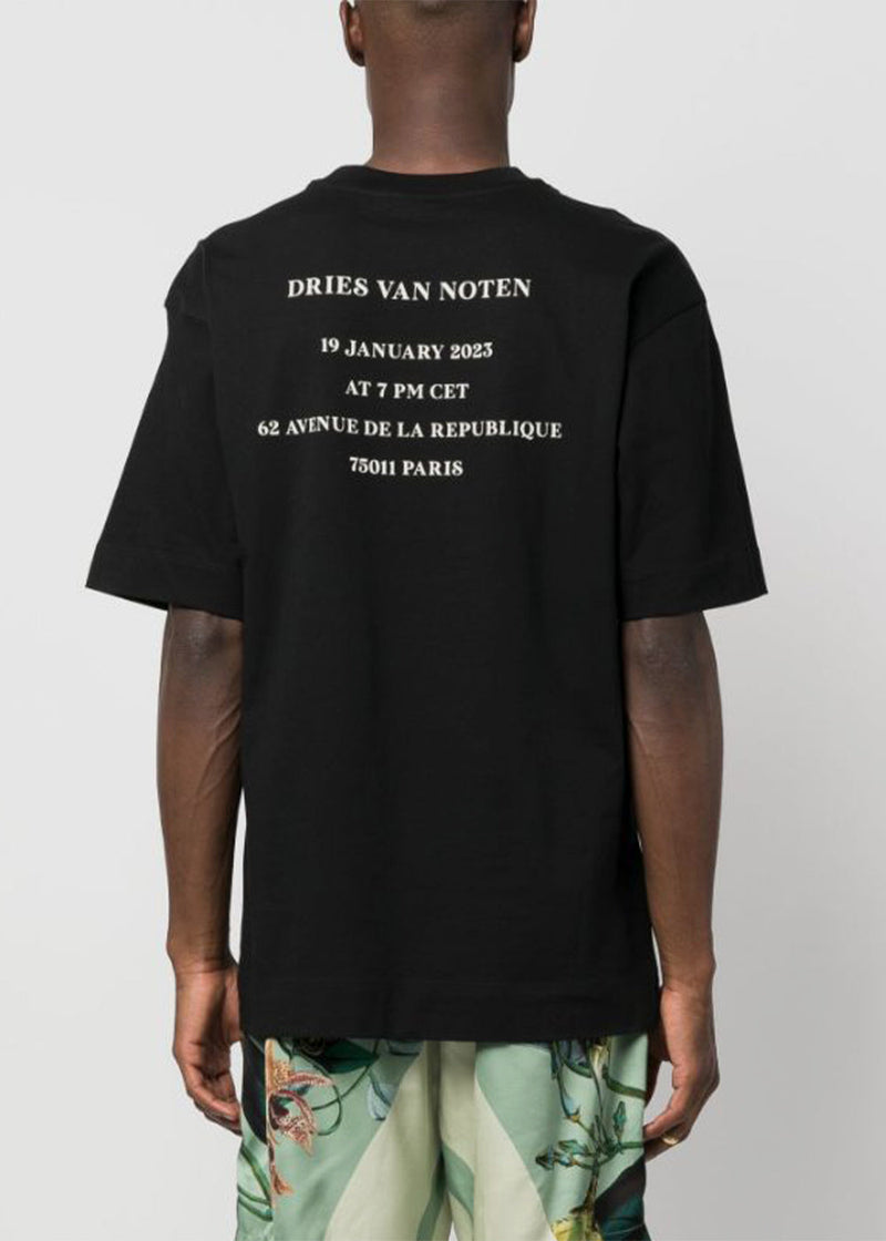 Dries Van Noten Black Heli Slogan-Print T-Shirt - NOBLEMARS