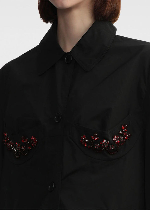 SIMONE ROCHA Black Embellished Single-Breasted Coat - NOBLEMARS