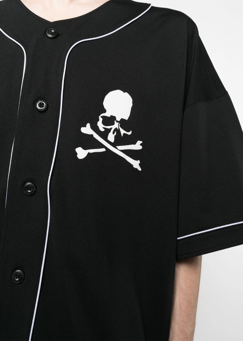 Mastermind Japan Black Skull-Print Baseball Tee - NOBLEMARS