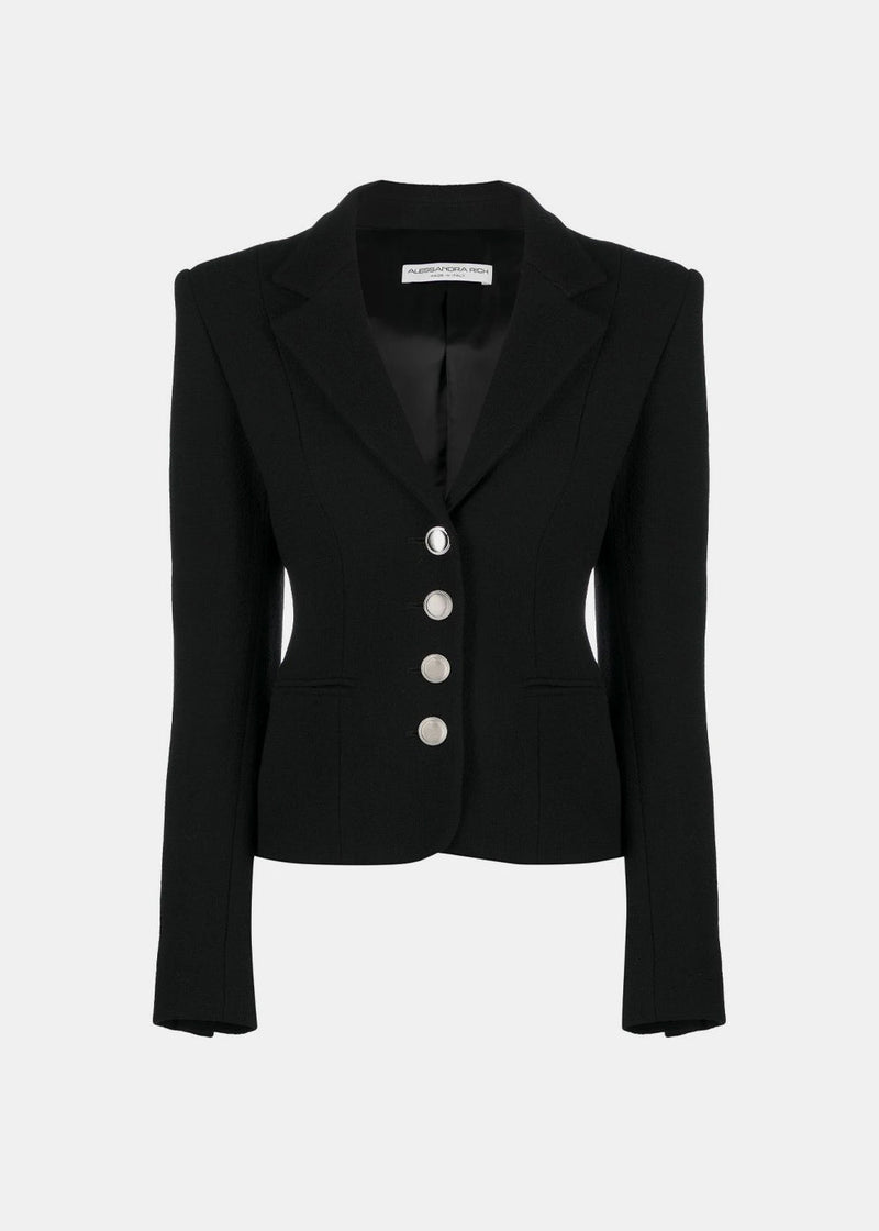 Alessandra Rich Black Tweed Boucle Jacket - NOBLEMARS