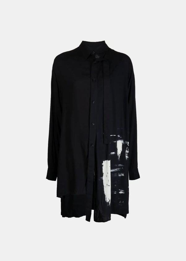 Y'S Black Long-Line Painted Shirt - NOBLEMARS