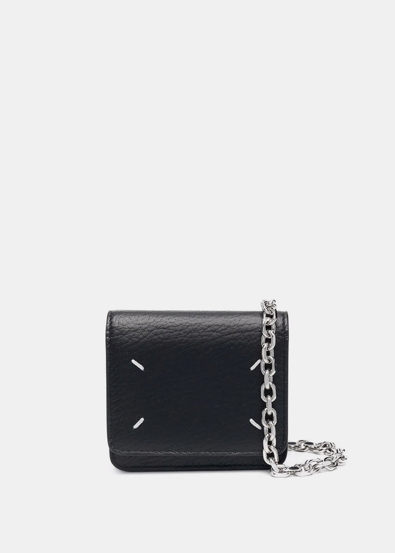 Maison Margiela Black Four-Stitch Wallet On Chain - NOBLEMARS