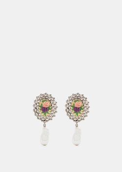 Alessandra Rich Rose Cameo Earrings - NOBLEMARS