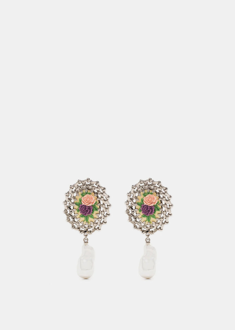 Alessandra Rich Rose Cameo Earrings - NOBLEMARS