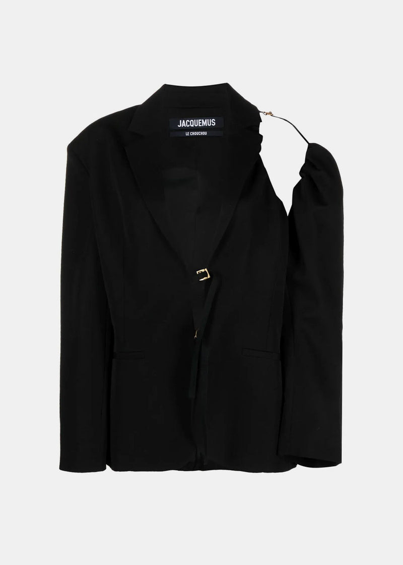 Black Comme Des Garçons cut-out buckle-detail blazer