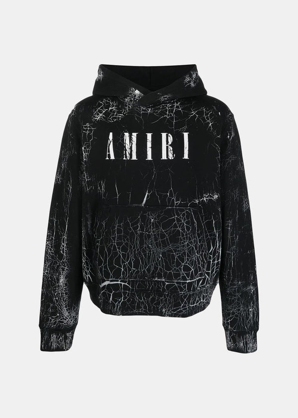 Amiri Black Cracked Dye Core Logo Hoodie - NOBLEMARS