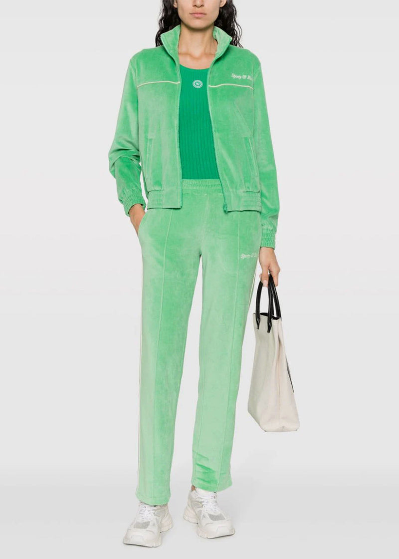 Sporty & Rich Green Velour Track Jacket