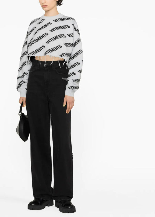 VETEMENTS Grey Cropped Sweater - NOBLEMARS