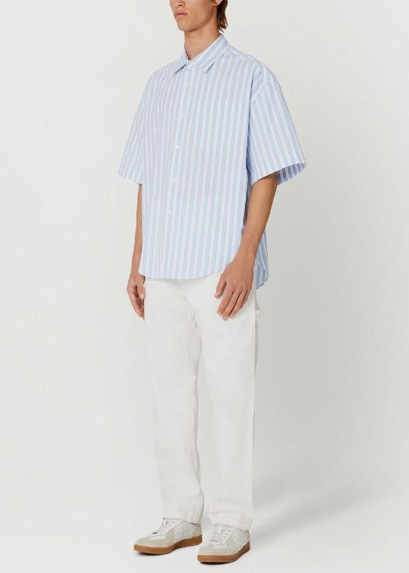 AMI ALEXANDRE MATTIUSSI Blue Striped Short-Sleeve Shirt - NOBLEMARS