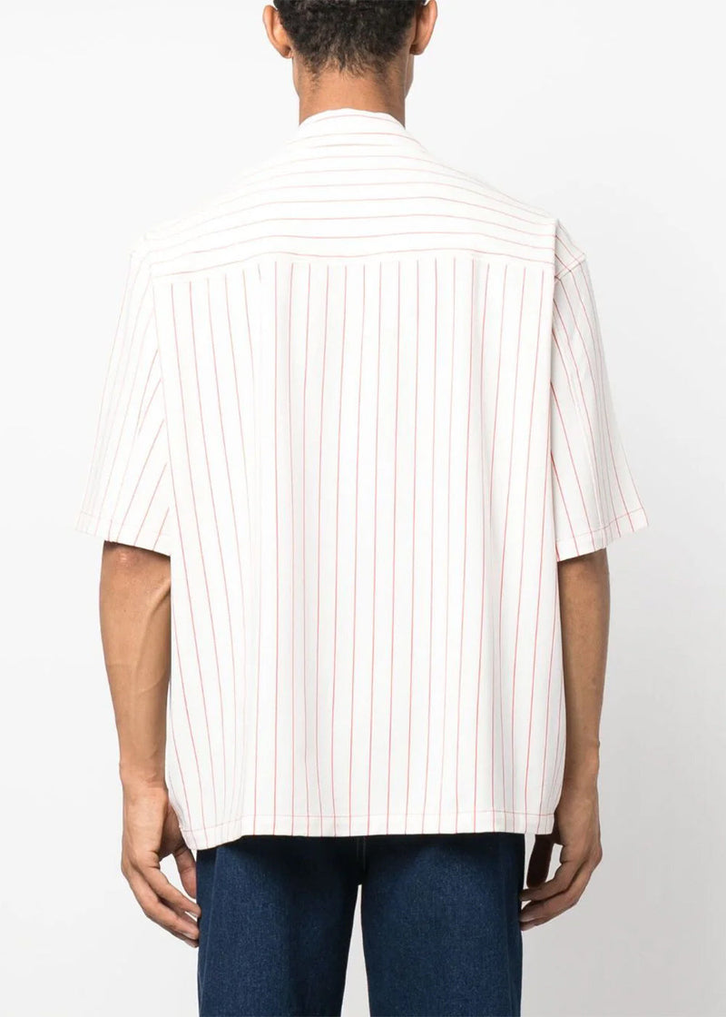 Sunnei White Pinstripe Short-Sleeve Shirt - NOBLEMARS