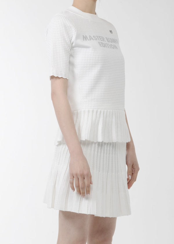 Master Bunny Edition White Pintuck Pattern Jacquard Knit Skirt - NOBLEMARS