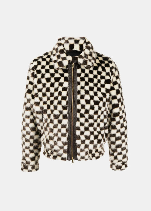 Amiri Black & White Checked Faux Fur Blouson Jacket - NOBLEMARS