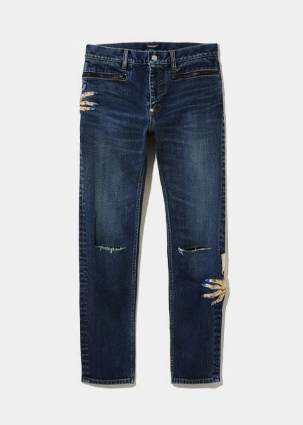 UNDERCOVER Indigo Bead Embroidered Denim Jeans - NOBLEMARS
