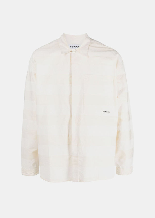 Sunnei White Stripe-Pattern Shirt - NOBLEMARS