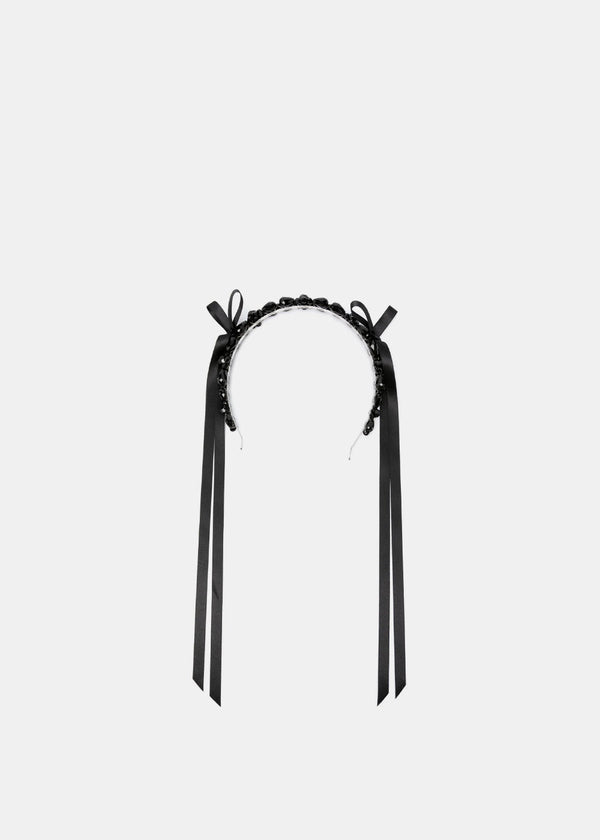 Simone Rocha Black Bow Ribbon Daisy Chain Hairband