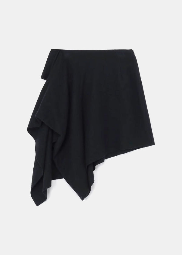 YOHJI YAMAMOTO Black R Draped Short Skirt - NOBLEMARS