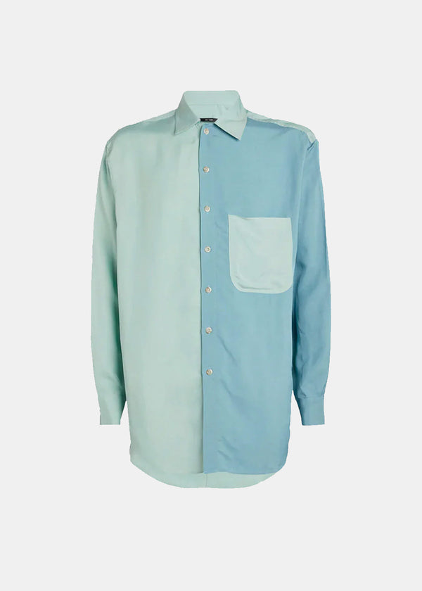 SONG FOR THE MUTE Blue Colorblocked Shirt - NOBLEMARS