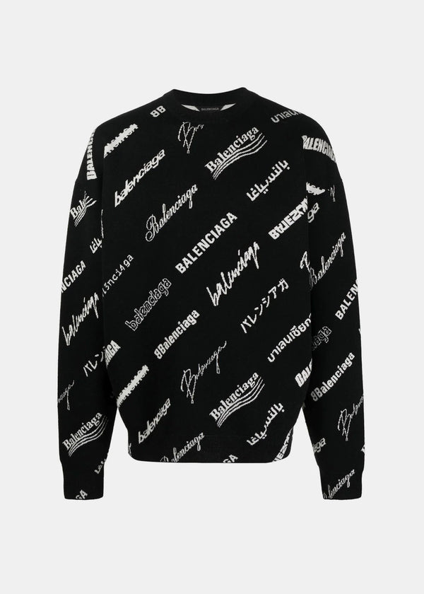 Balenciaga Black Logo Monogram Sweater - NOBLEMARS