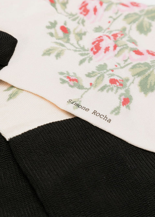 Simone Rocha Black/Cream Rosebud Jacquard Socks - NOBLEMARS