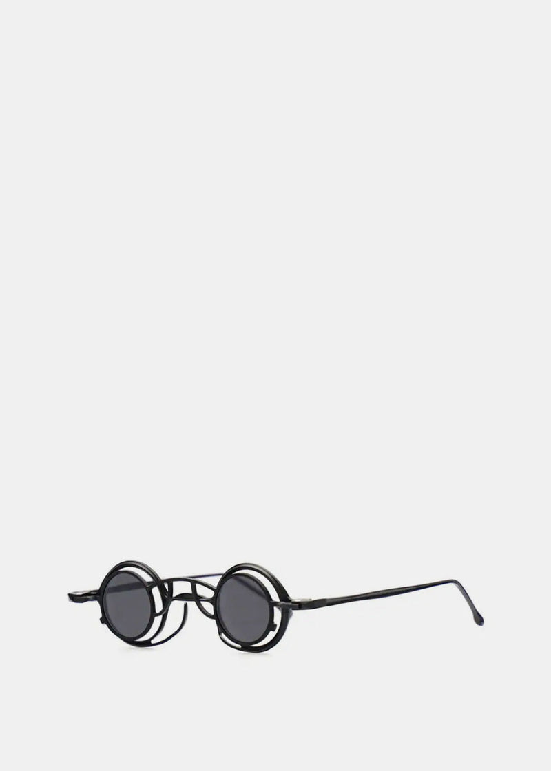RIGARDS Matte Black Round-Frame Glasses - NOBLEMARS
