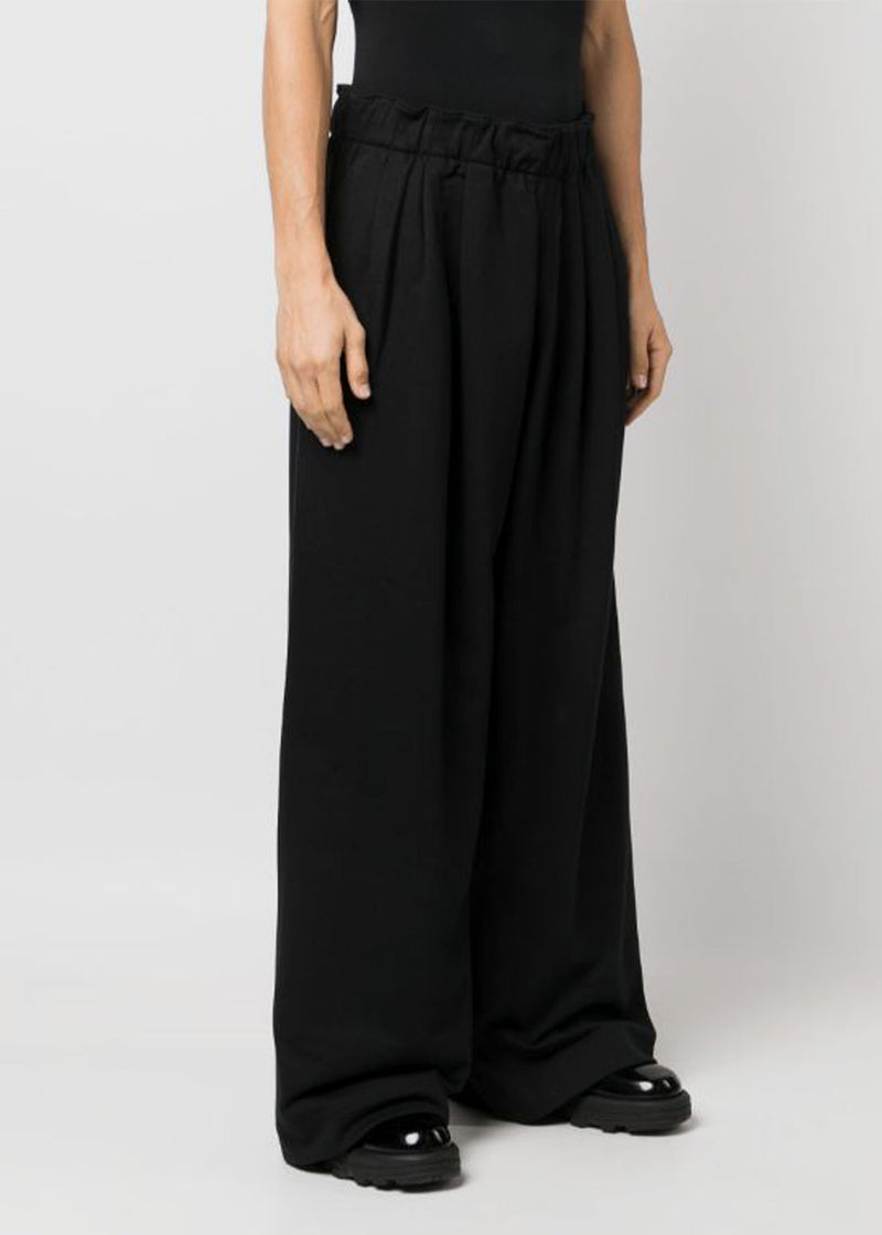 Dries Van Noten Black Wide-Leg Pleated Trousers - NOBLEMARS